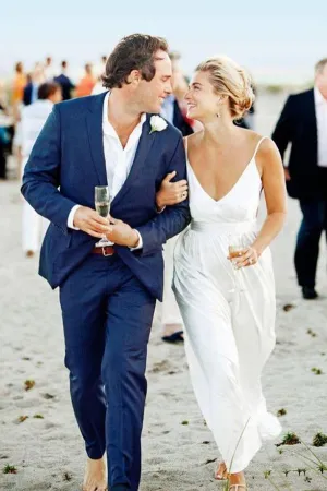 Sweetheart Spaghetti Beach Wedding Dresses,Simple Floor Length Cheap Wedding Gown,SW84