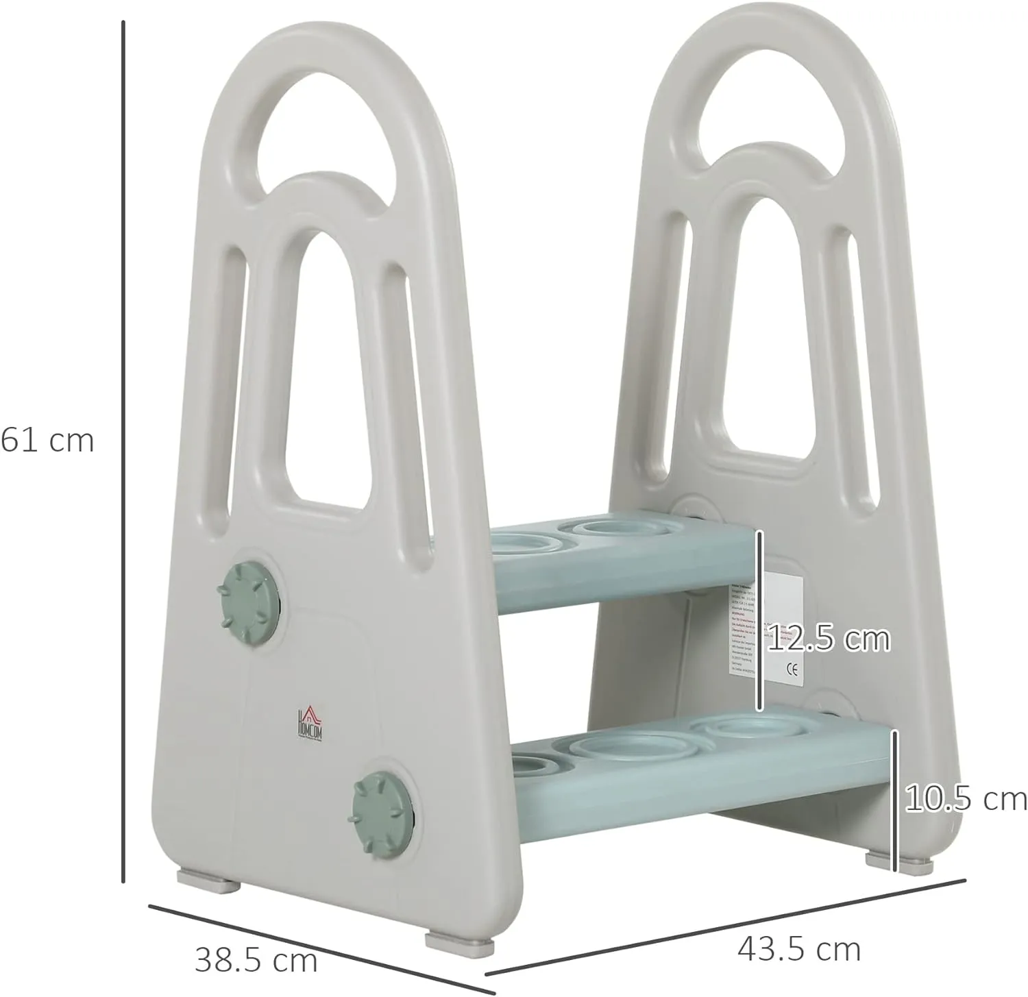Toddler's Montessori Non Slip Plastic Step Stool | Learning Tower | Mint & Grey | 2-5 Years