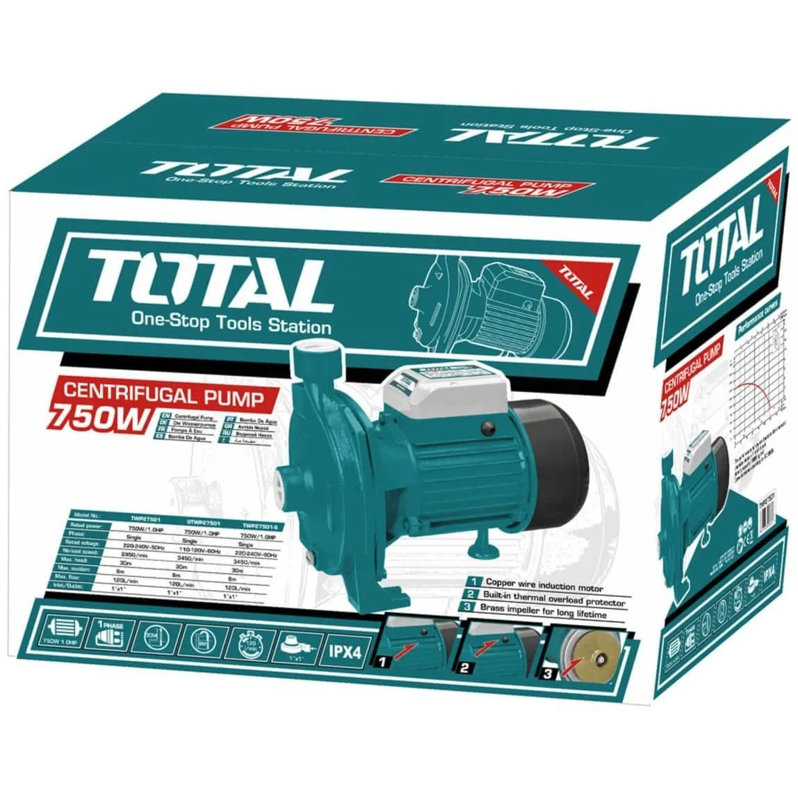 Total Centrifugal Pump 750W 1HP - TWP27506