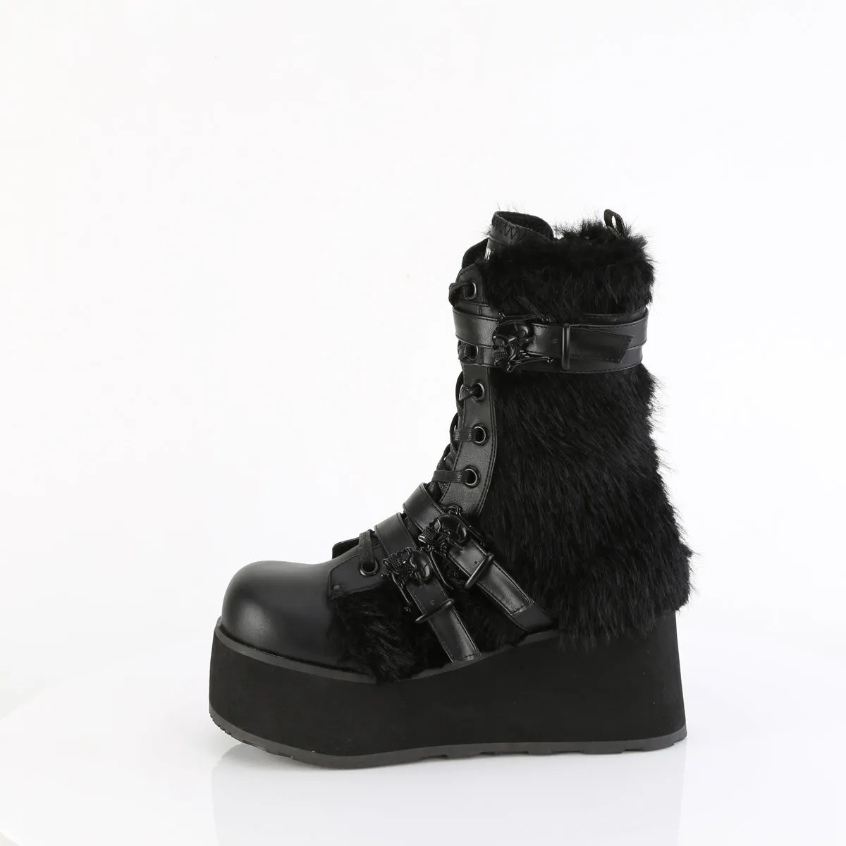 TRASHVILLE-218  Black Vegan Leather-Faux Fur