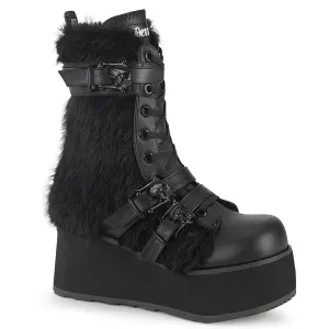 TRASHVILLE-218  Black Vegan Leather-Faux Fur