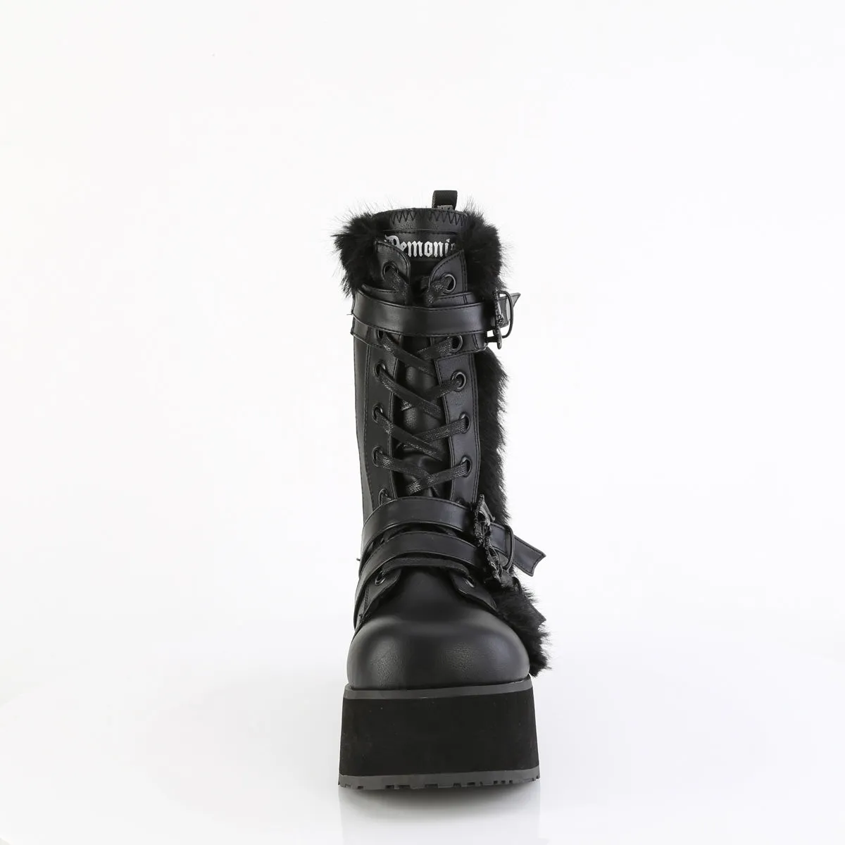 TRASHVILLE-218  Black Vegan Leather-Faux Fur