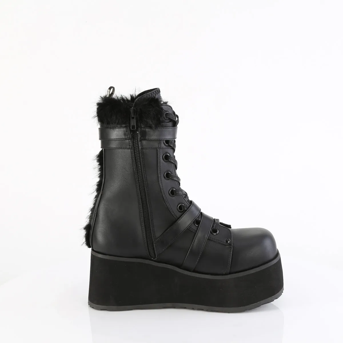 TRASHVILLE-218  Black Vegan Leather-Faux Fur
