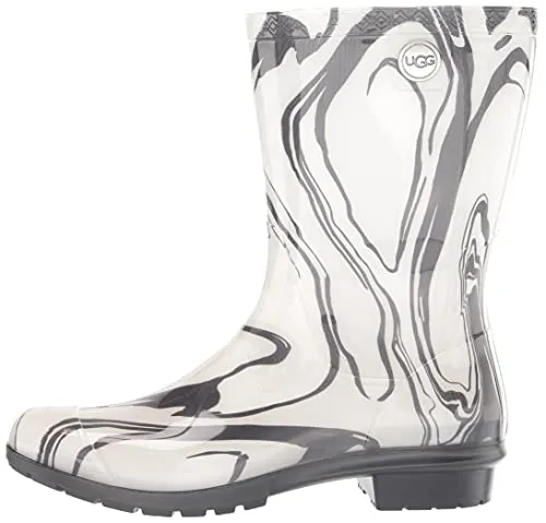 UGG Women's Sienna Marble Rain Boot, Black/White, 8