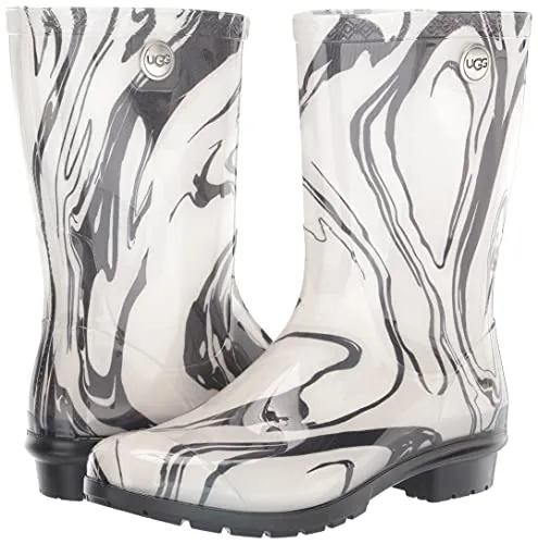 UGG Women's Sienna Marble Rain Boot, Black/White, 8