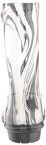 UGG Women's Sienna Marble Rain Boot, Black/White, 8