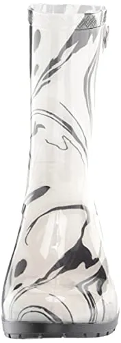 UGG Women's Sienna Marble Rain Boot, Black/White, 8