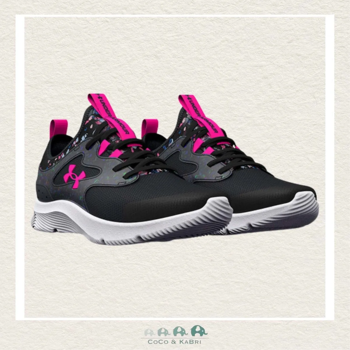 Under Armour Girls' Pre-School Infinity 2.0 Printed Running Shoes Black/Pink (V-105)