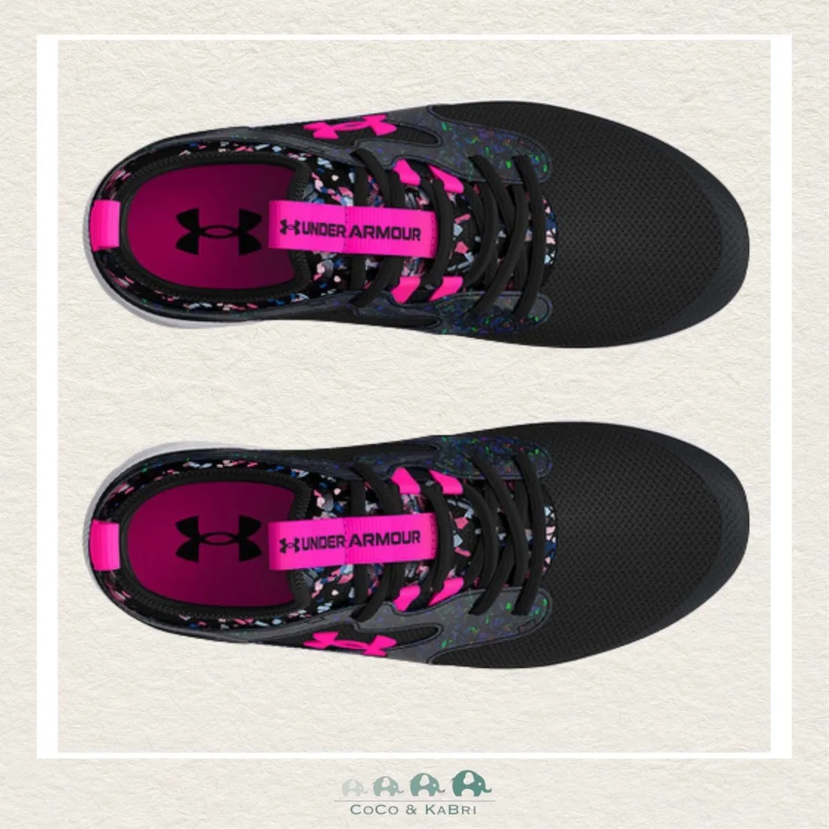 Under Armour Girls' Pre-School Infinity 2.0 Printed Running Shoes Black/Pink (V-105)