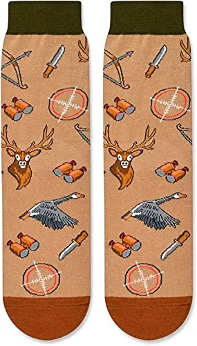 Unisex Funny Hunting Socks, Funny Gift for Hunters, Born To Hunt, Forced To Work Socks, Men and Women who Love to Hunt