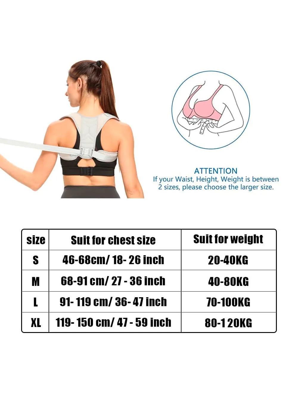 Upper Back Support Posture Strap Belt Clavicle Support Back Straightener Shoulder Brace With Resistance Band For Men And Women To Improve Posture