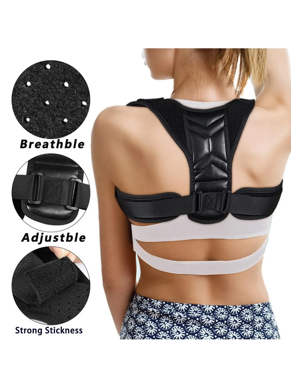 Upper Back Support Posture Strap Belt Clavicle Support Back Straightener Shoulder Brace With Resistance Band For Men And Women To Improve Posture
