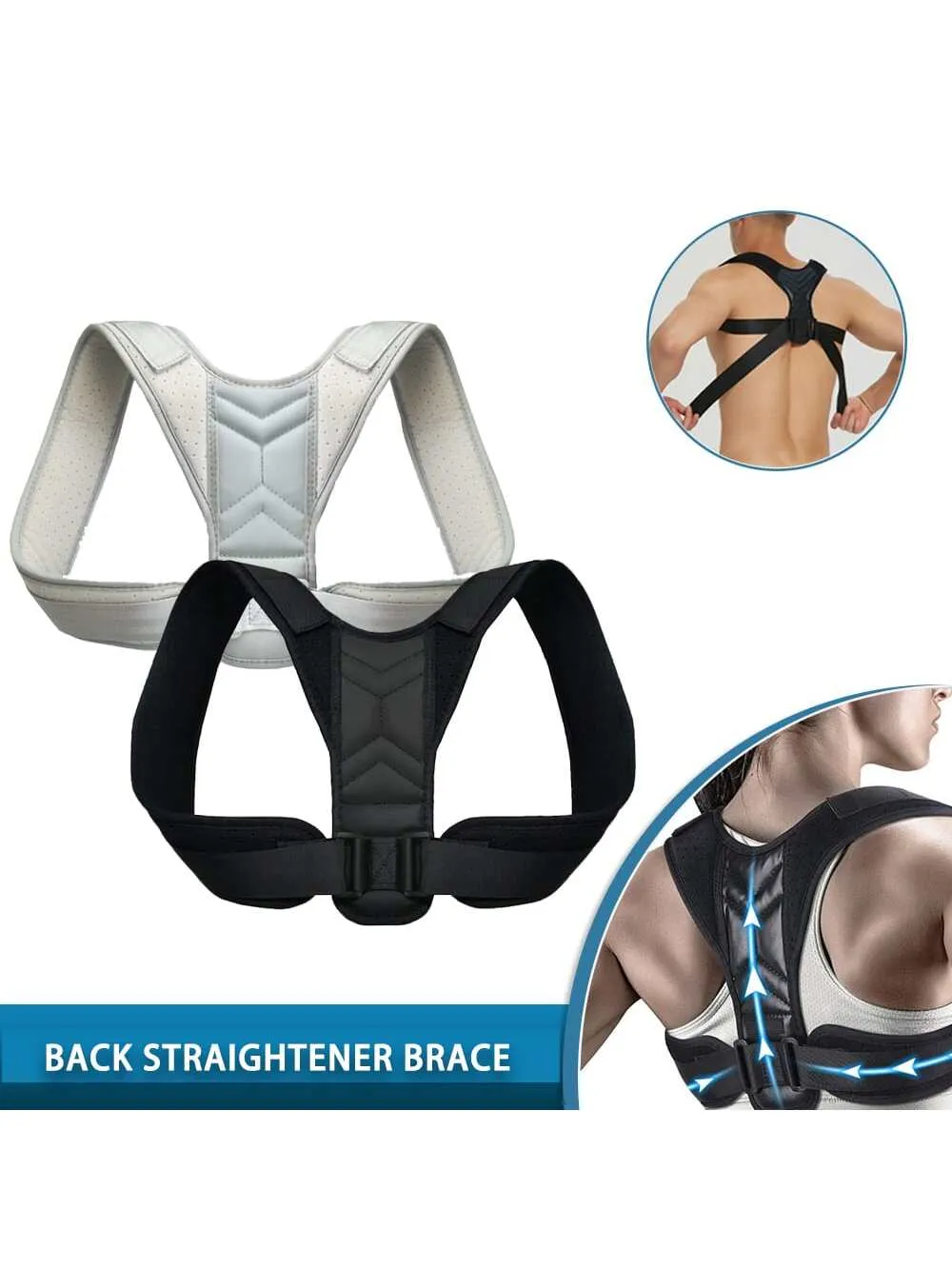 Upper Back Support Posture Strap Belt Clavicle Support Back Straightener Shoulder Brace With Resistance Band For Men And Women To Improve Posture