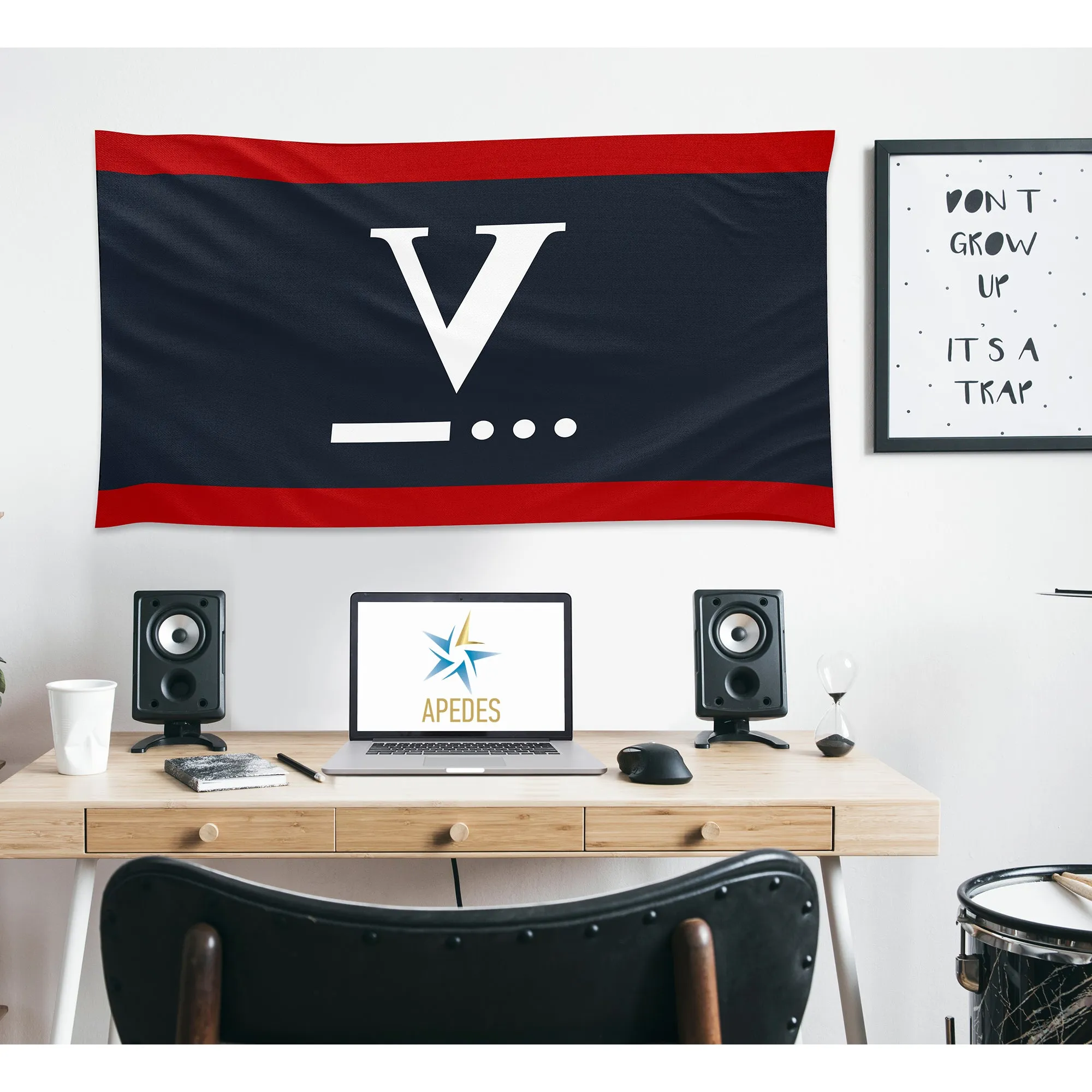 V Victory Effort Support War World War II WW2 US American Army in Europe Troops Military Flag Banner