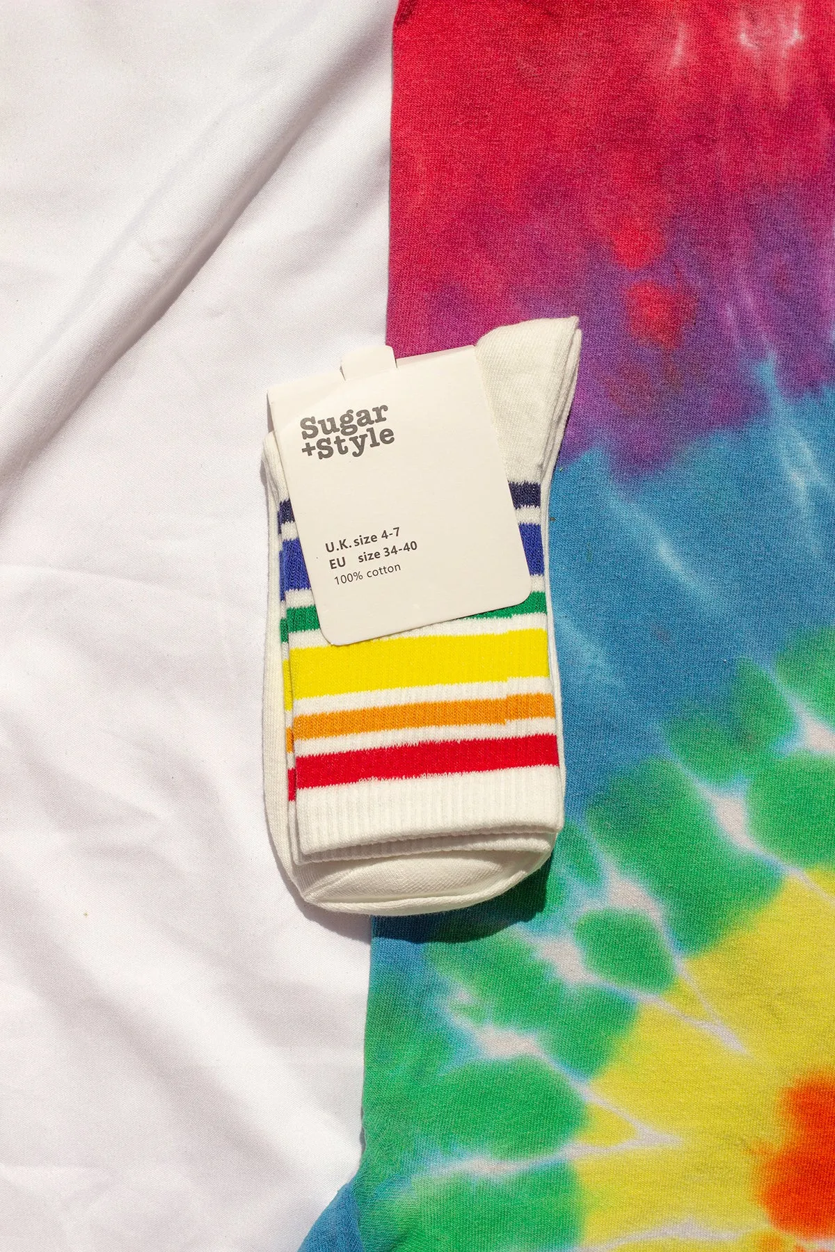 Varied Rainbow Stripe Top Socks