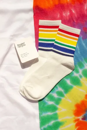 Varied Rainbow Stripe Top Socks