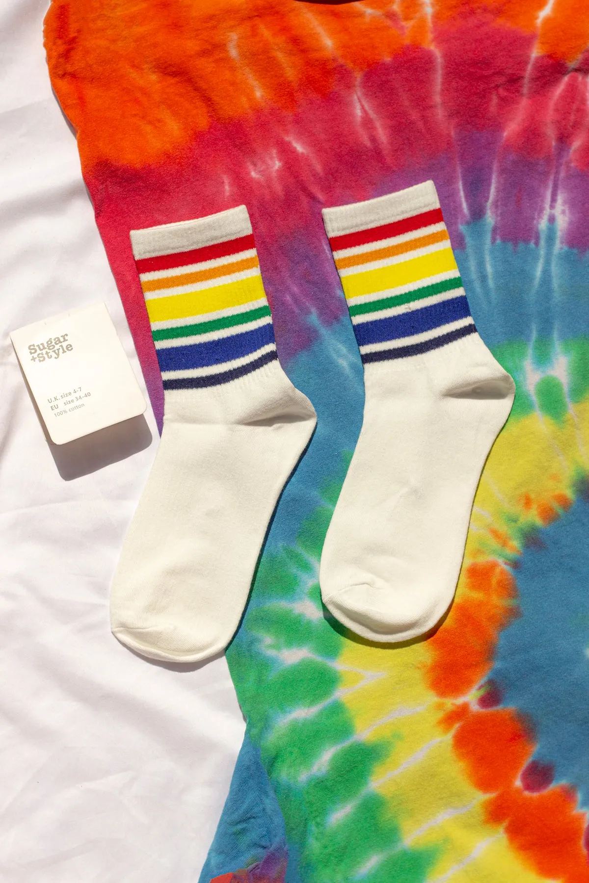 Varied Rainbow Stripe Top Socks