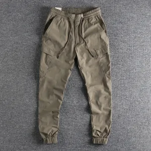Washed Lightweight Quick Drying Cargo Pants - Men's Fashion Elastic Straight Sport Ankle-Tied Trousers