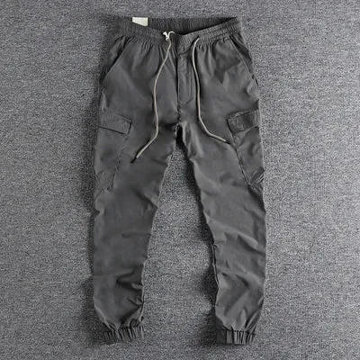 Washed Lightweight Quick Drying Cargo Pants - Men's Fashion Elastic Straight Sport Ankle-Tied Trousers