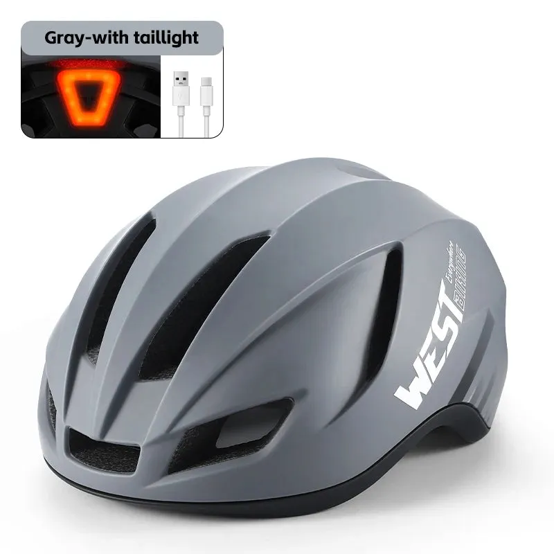 WEST BIKING Bike Helmet Rechargeable LED Men Women Ultralight Bicycle Aero Safely Cap Outdoor Sports Road MTB Cycling Equipment