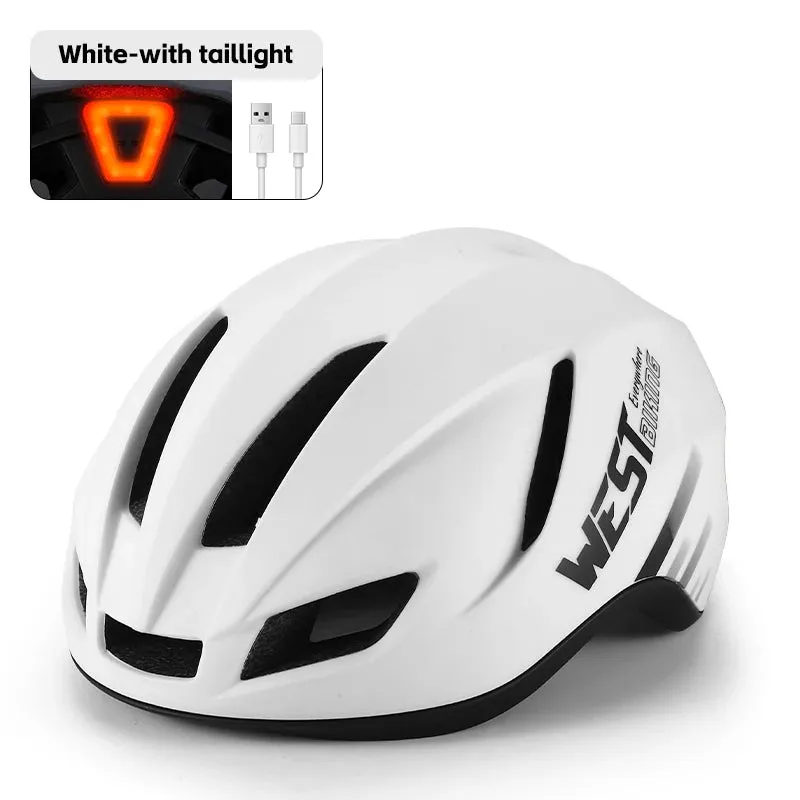 WEST BIKING Bike Helmet Rechargeable LED Men Women Ultralight Bicycle Aero Safely Cap Outdoor Sports Road MTB Cycling Equipment