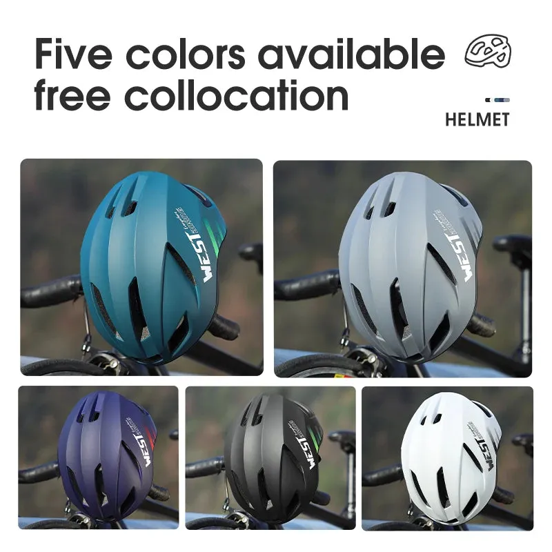 WEST BIKING Bike Helmet Rechargeable LED Men Women Ultralight Bicycle Aero Safely Cap Outdoor Sports Road MTB Cycling Equipment
