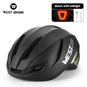 WEST BIKING Bike Helmet Rechargeable LED Men Women Ultralight Bicycle Aero Safely Cap Outdoor Sports Road MTB Cycling Equipment