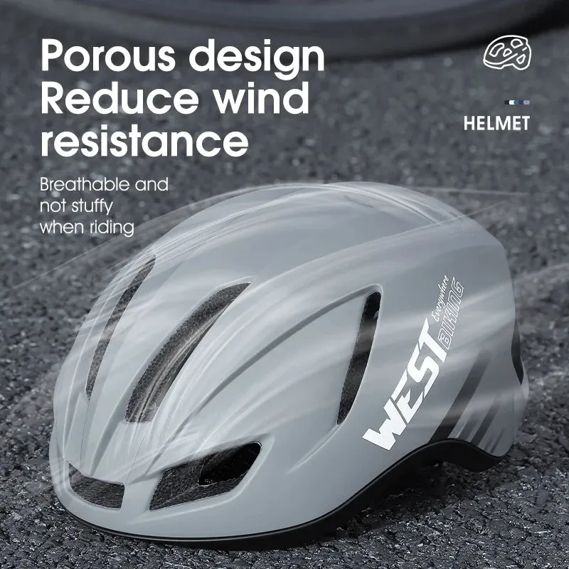 WEST BIKING Bike Helmet Rechargeable LED Men Women Ultralight Bicycle Aero Safely Cap Outdoor Sports Road MTB Cycling Equipment