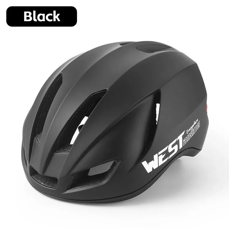 WEST BIKING Bike Helmet Rechargeable LED Men Women Ultralight Bicycle Aero Safely Cap Outdoor Sports Road MTB Cycling Equipment