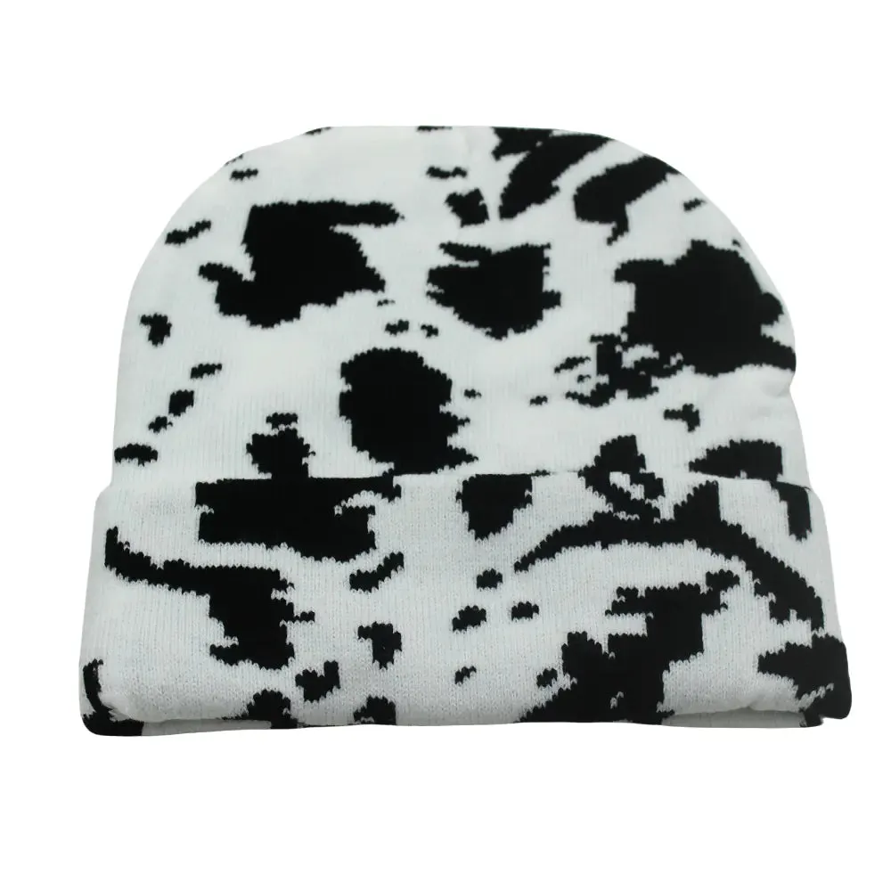 Winter Warm Cow Pattern Knitted Hat for Men and Women
