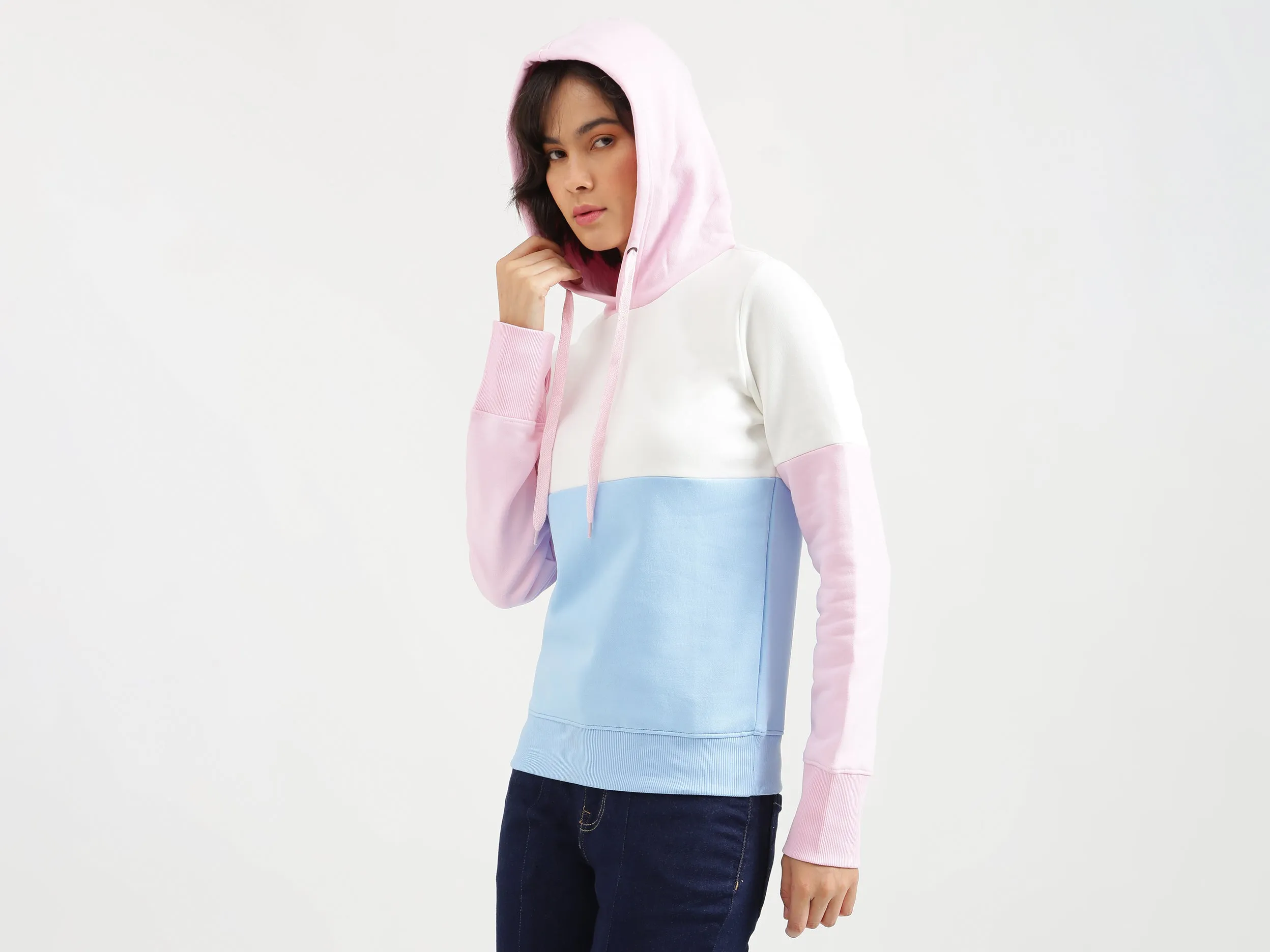 Women Colorblocked Closed Sweatshirt