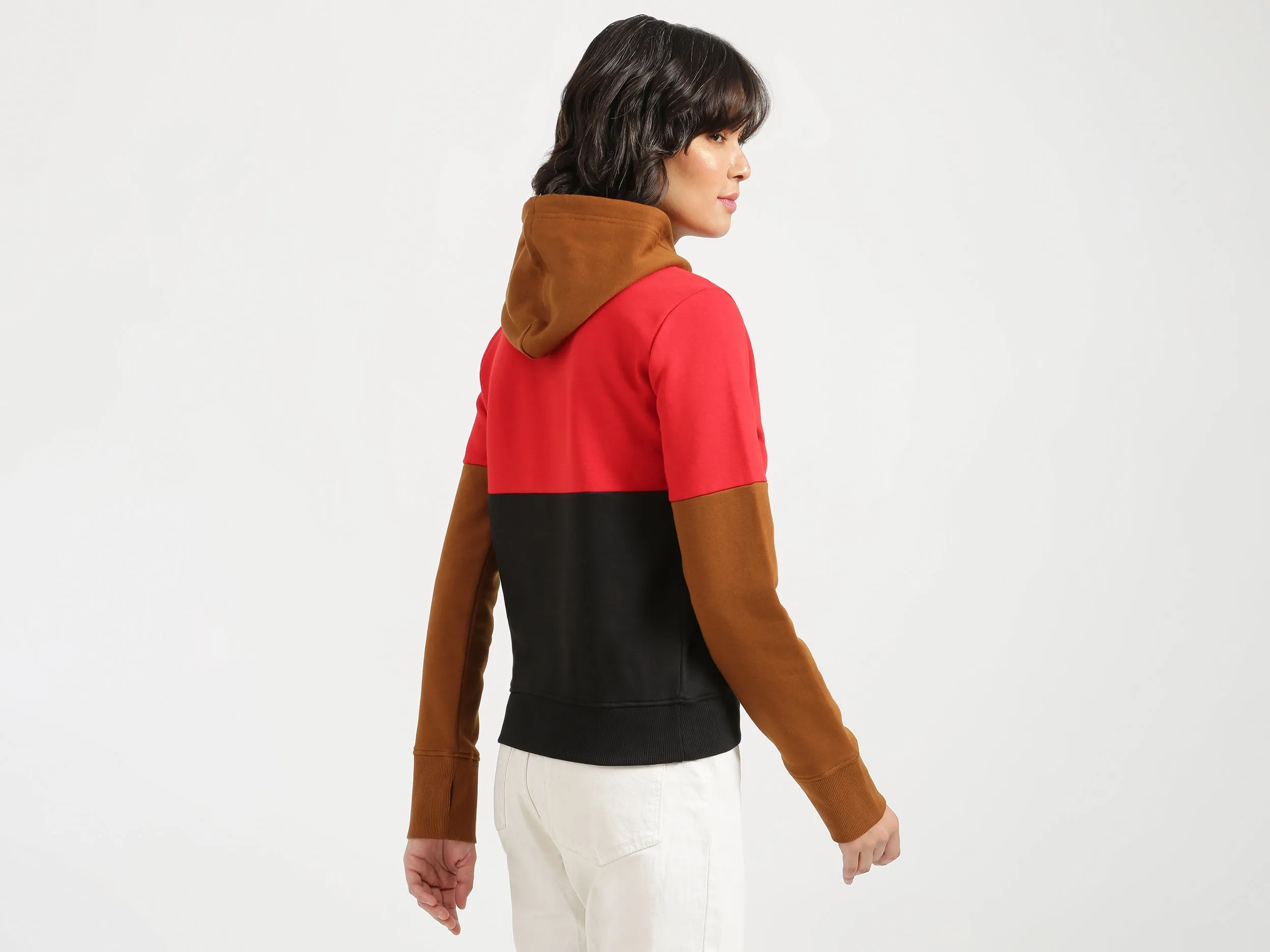 Women Colorblocked Closed Sweatshirt