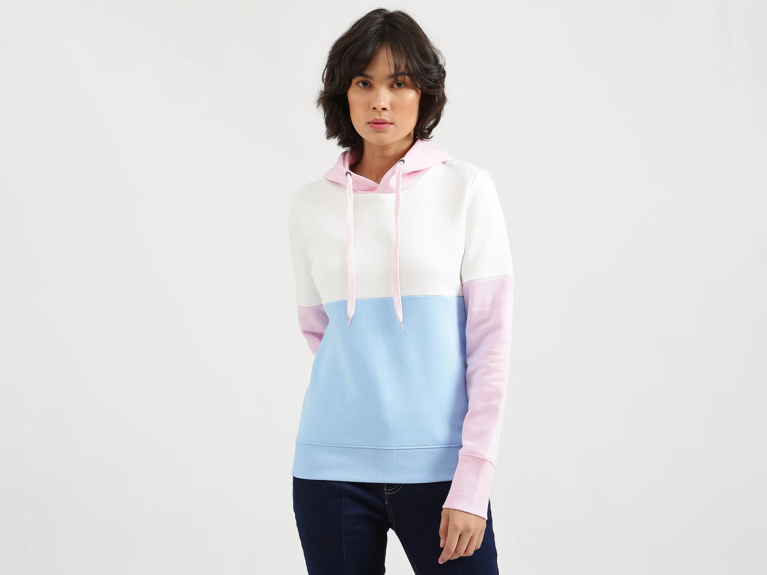 Women Colorblocked Closed Sweatshirt