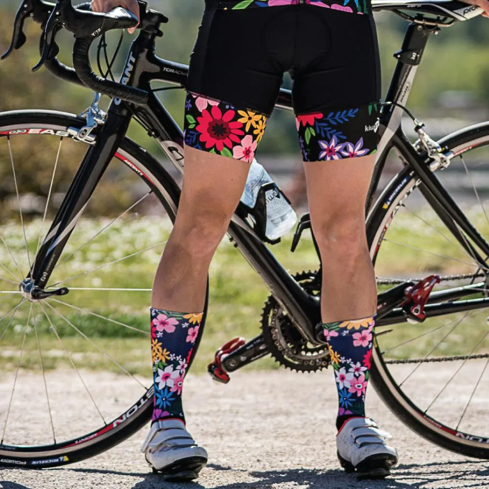 WOMEN'S AUBISQUE CYCLING BIB BLACK FLOWERS