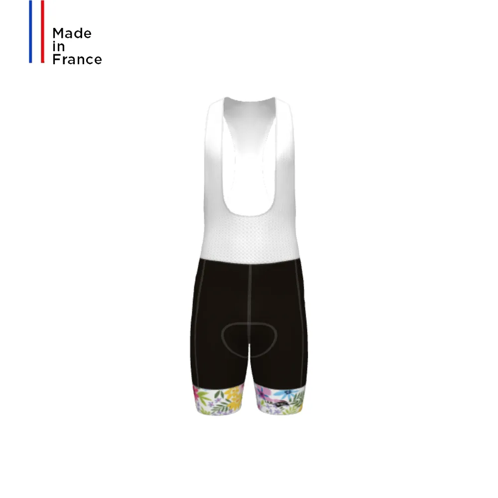 WOMEN'S AUBISQUE CYCLING BIB WHITE FLOWERS