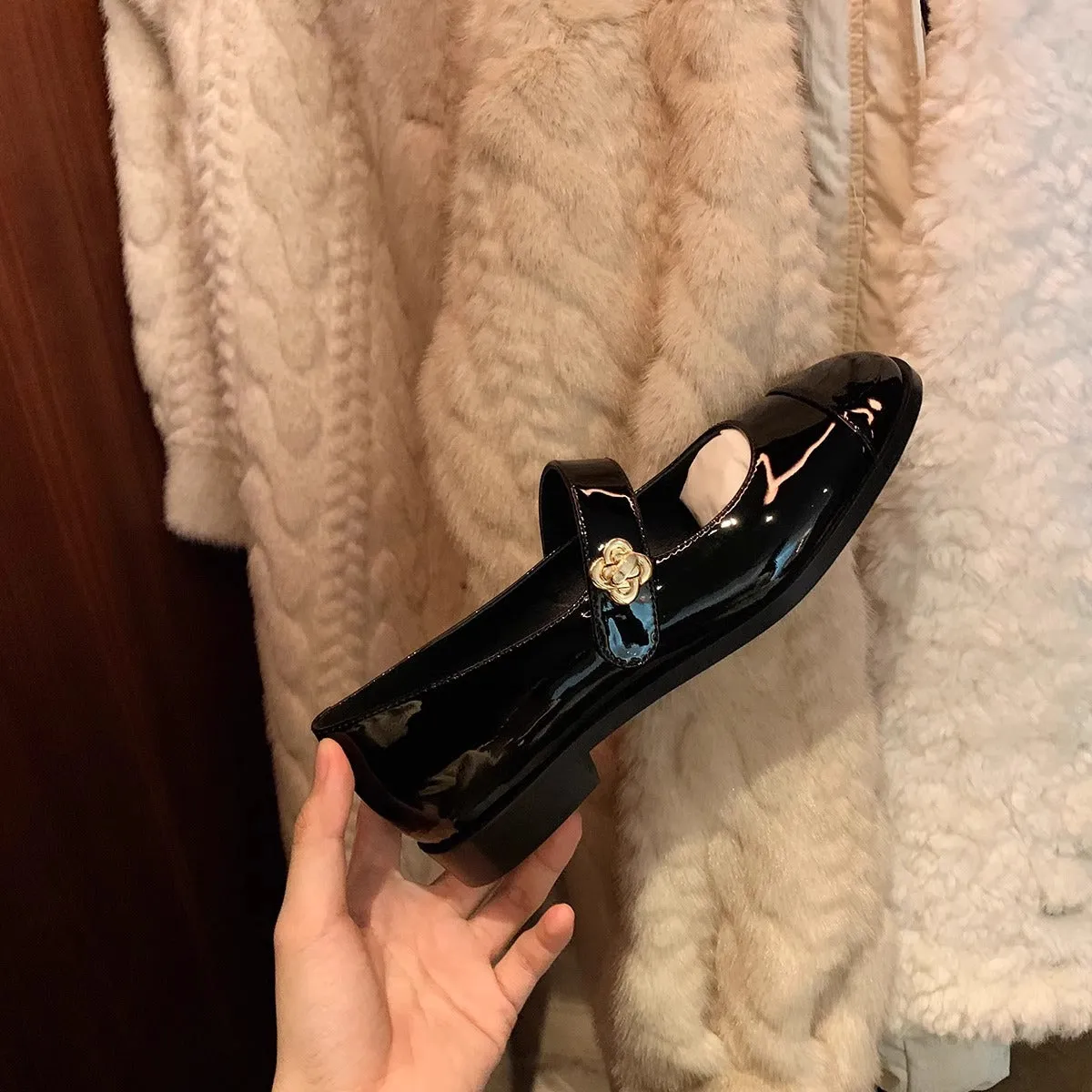 Women's Autumn and Winter Versatile Round Toe Strap Thick Heel Mary Jane Shoes