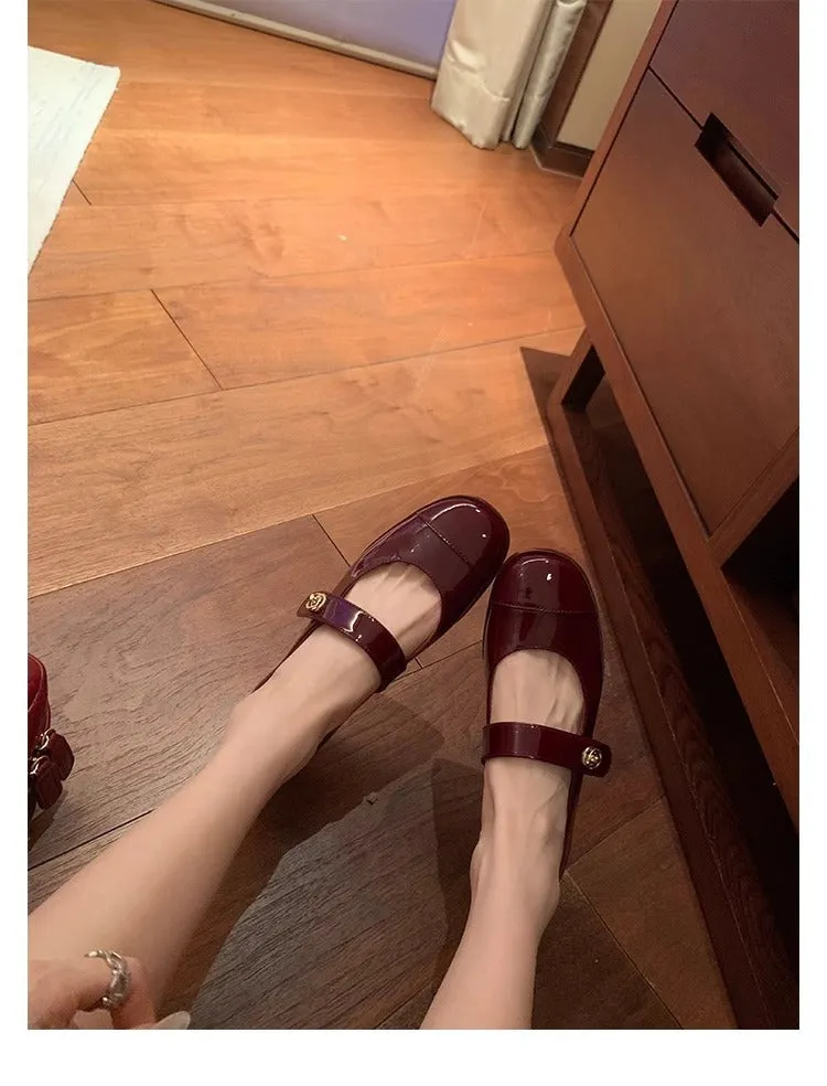 Women's Autumn and Winter Versatile Round Toe Strap Thick Heel Mary Jane Shoes