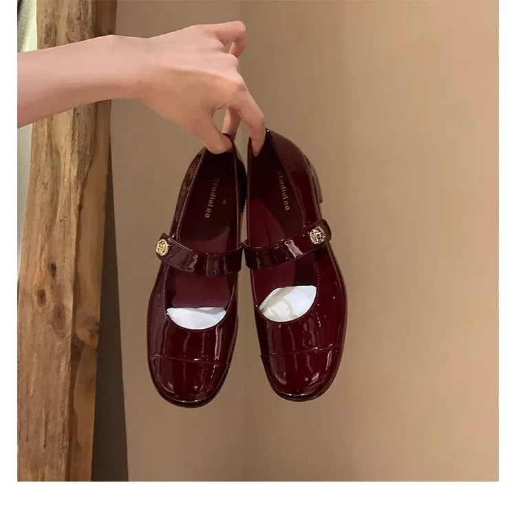 Women's Autumn and Winter Versatile Round Toe Strap Thick Heel Mary Jane Shoes