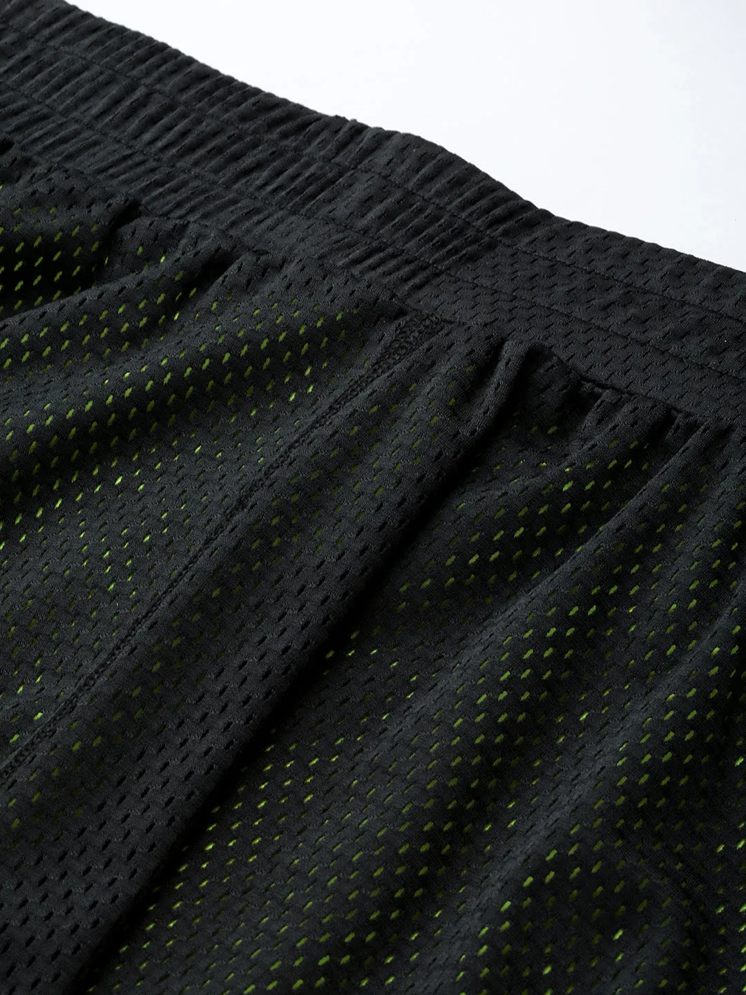 Women's Black & Fluorescent Green Training or Gym Sports Shorts