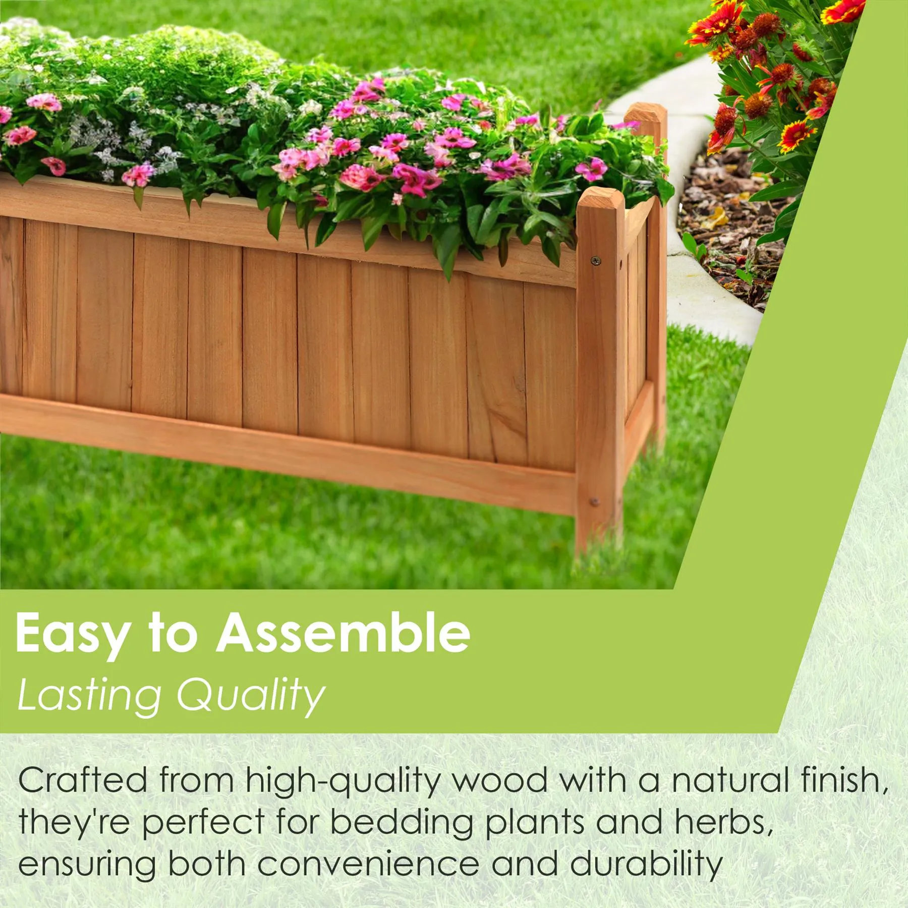 Wooden Large Rectangular Planters 2 Pack