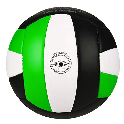 YANYODO Official Size 5 Volleyball, Soft Indoor Outdoor Volleyball for Game Gym Training Beach Play, Green Black White