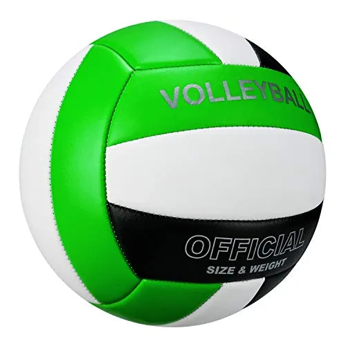 YANYODO Official Size 5 Volleyball, Soft Indoor Outdoor Volleyball for Game Gym Training Beach Play, Green Black White