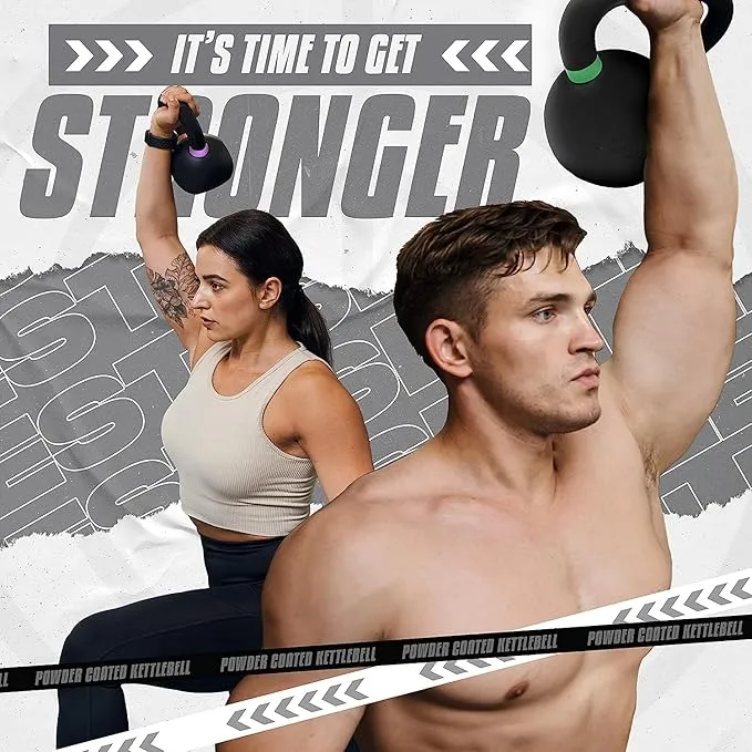 Yes4All 32 kg. Powder Coated Cast Iron Kettlebell Strength Training Kettlebells Weight Set for Full Body Workout, Home Gym