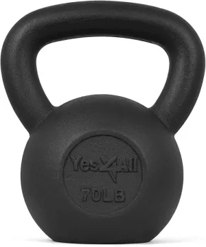 Yes4All 70 lb. Cast Iron Kettlebell for Dumbbell Weights Exercises, Gym, Full Body Home Workout Equipment, Push up, Grip and Strength Training