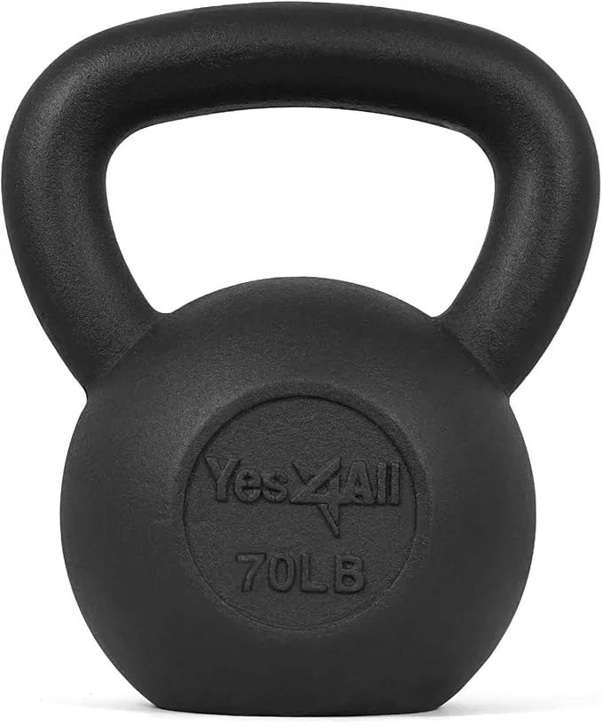 Yes4All 70 lb. Cast Iron Kettlebell for Dumbbell Weights Exercises, Gym, Full Body Home Workout Equipment, Push up, Grip and Strength Training
