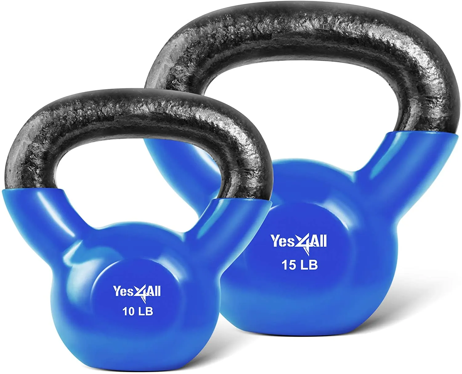 Yes4All Vinyl Coated Kettlebell Set of Weights - Strength Training Kettlebell Sets 25, 30, 35, 45, 60, 70, 105 lbs
