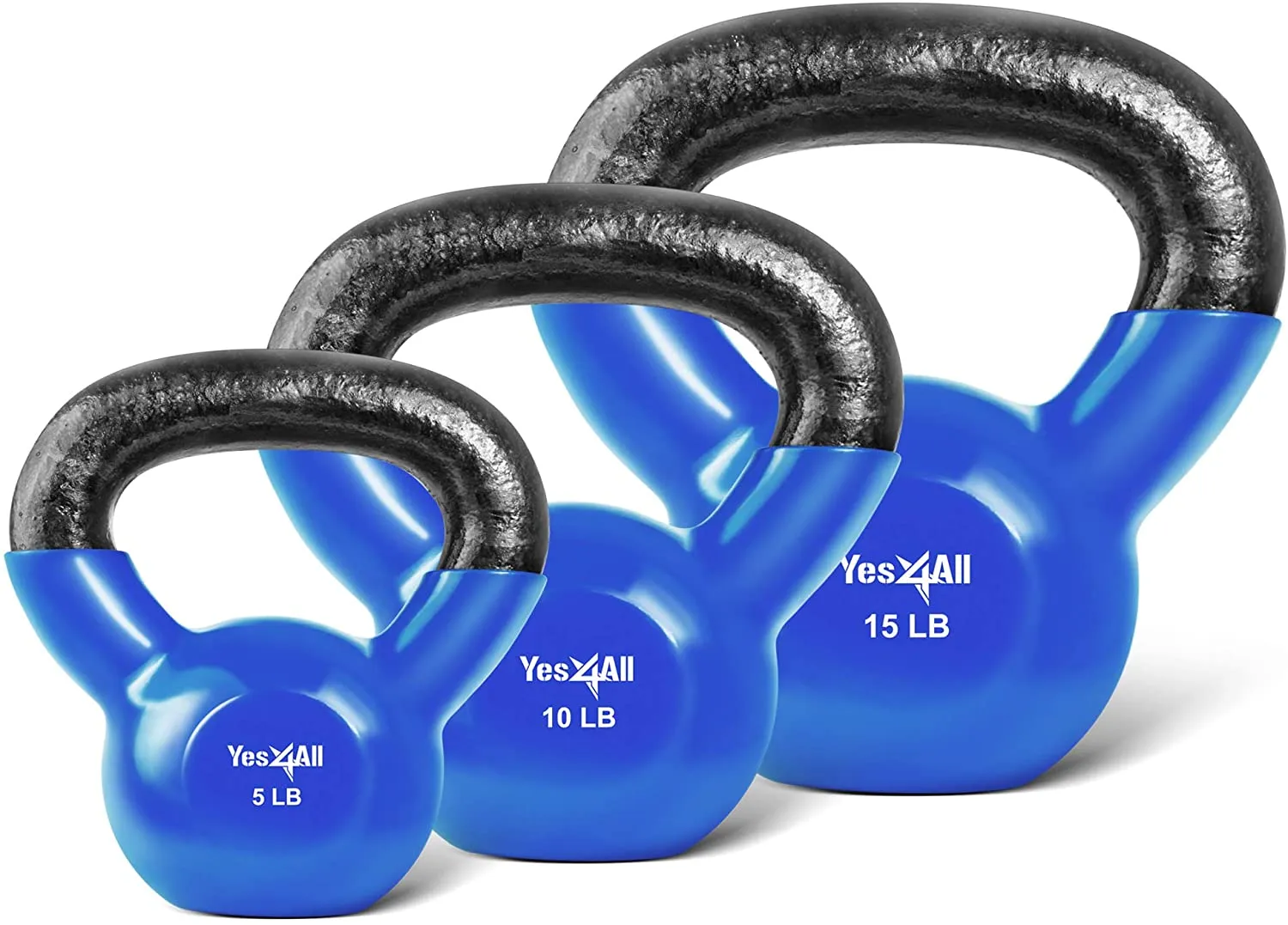 Yes4All Vinyl Coated Kettlebell Set of Weights - Strength Training Kettlebell Sets 25, 30, 35, 45, 60, 70, 105 lbs