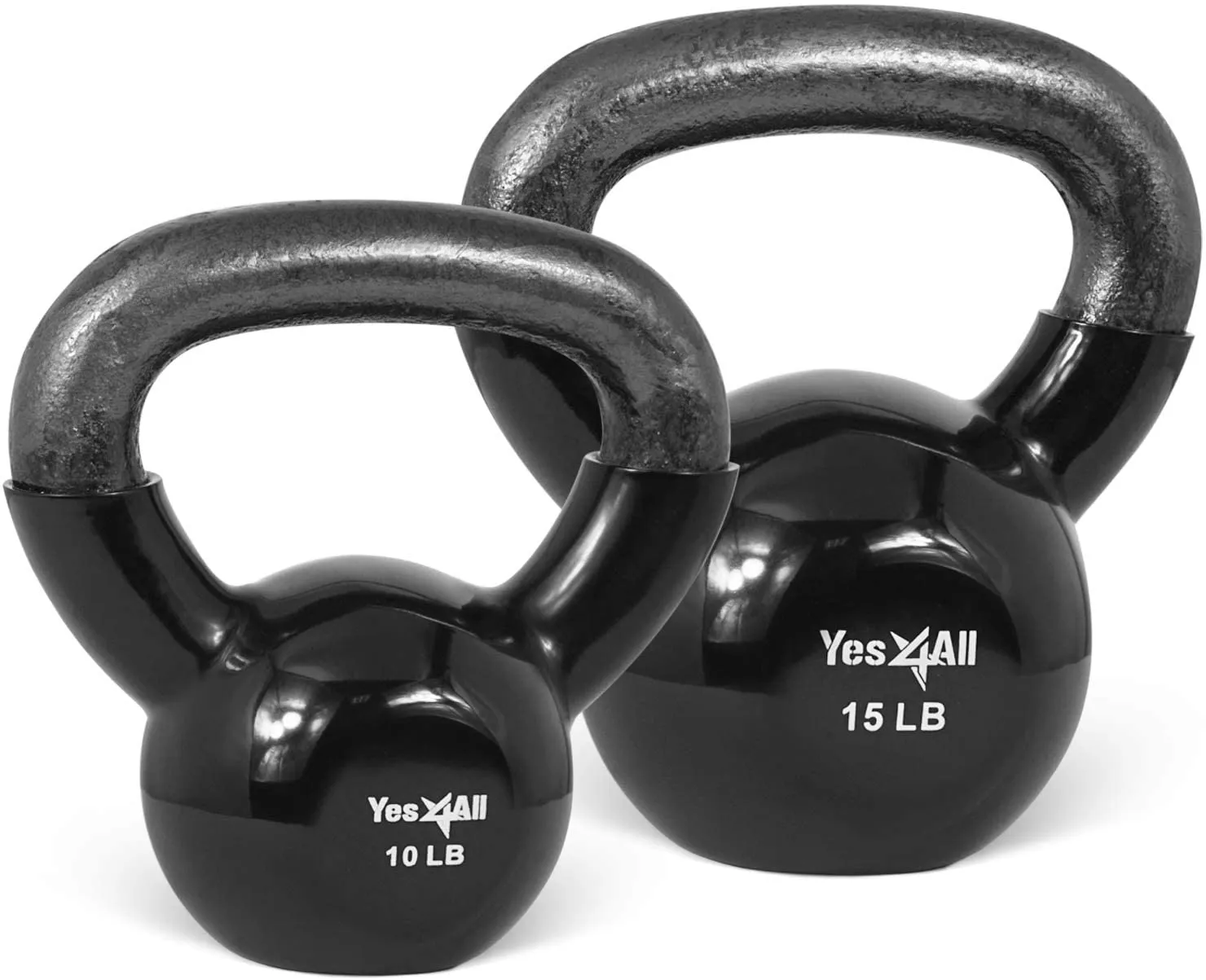 Yes4All Vinyl Coated Kettlebell Set of Weights - Strength Training Kettlebell Sets 25, 30, 35, 45, 60, 70, 105 lbs
