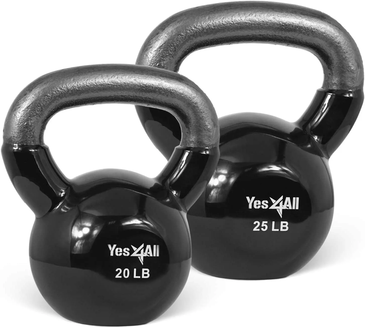 Yes4All Vinyl Coated Kettlebell Set of Weights - Strength Training Kettlebell Sets 25, 30, 35, 45, 60, 70, 105 lbs