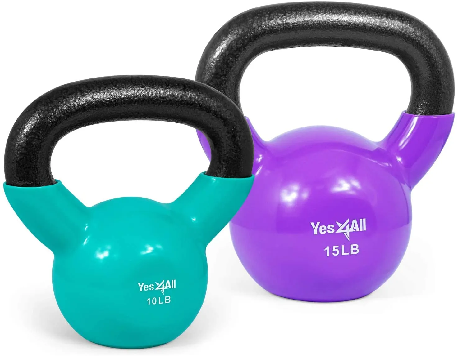 Yes4All Vinyl Coated Kettlebell Set of Weights - Strength Training Kettlebell Sets 25, 30, 35, 45, 60, 70, 105 lbs